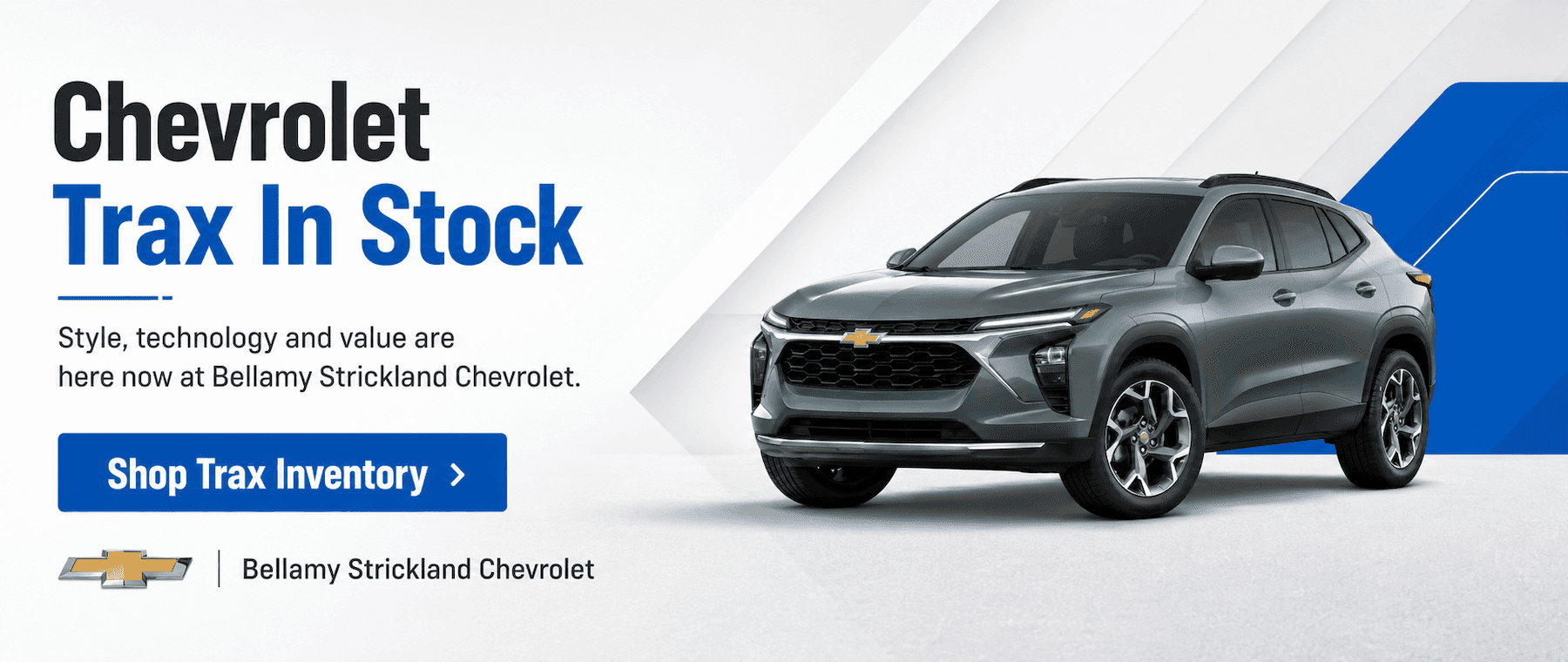 Chevrolet Trax In Stock Style, technology and value are here now at Bellamy Strickland Chevrolet. Shop Trax Inventory J Bellamy Strickland Chevrolet