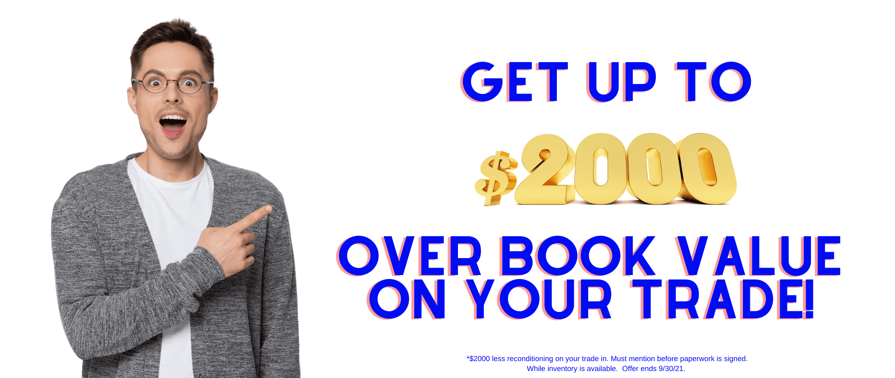 Homepage slider – Over book value on your trade!