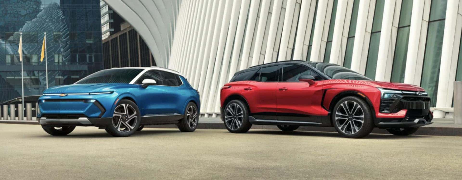 Chevy Lease Return  - EV models exterior blue and red