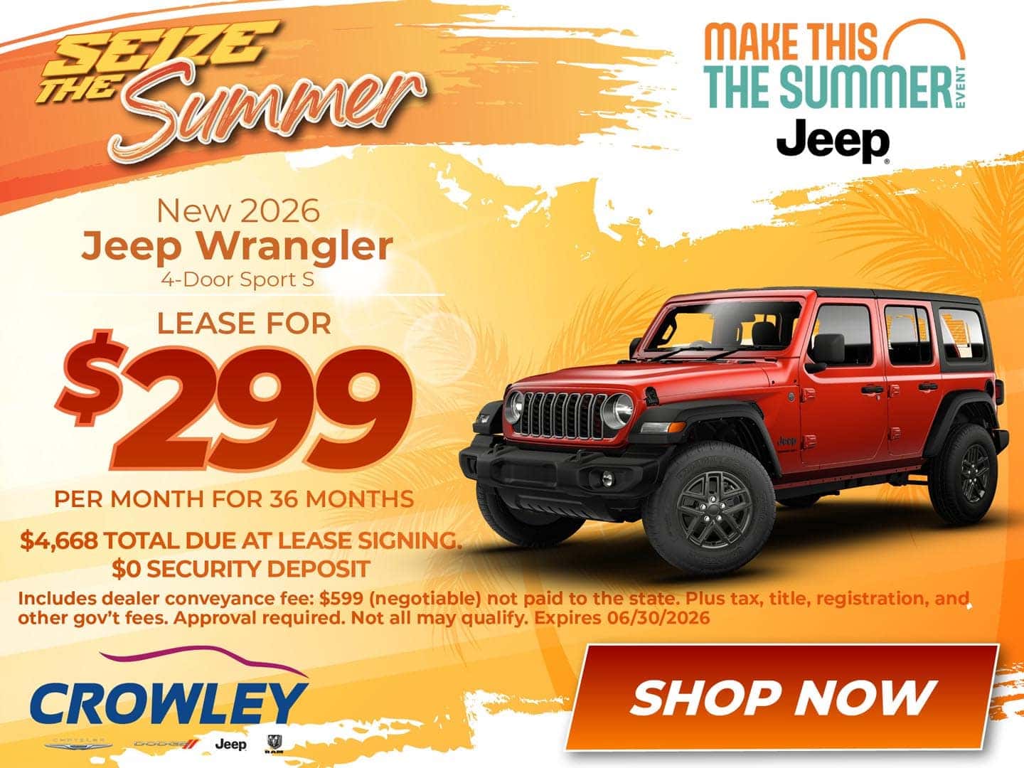 Lease 2025 Jeep Wrangler - $299/month