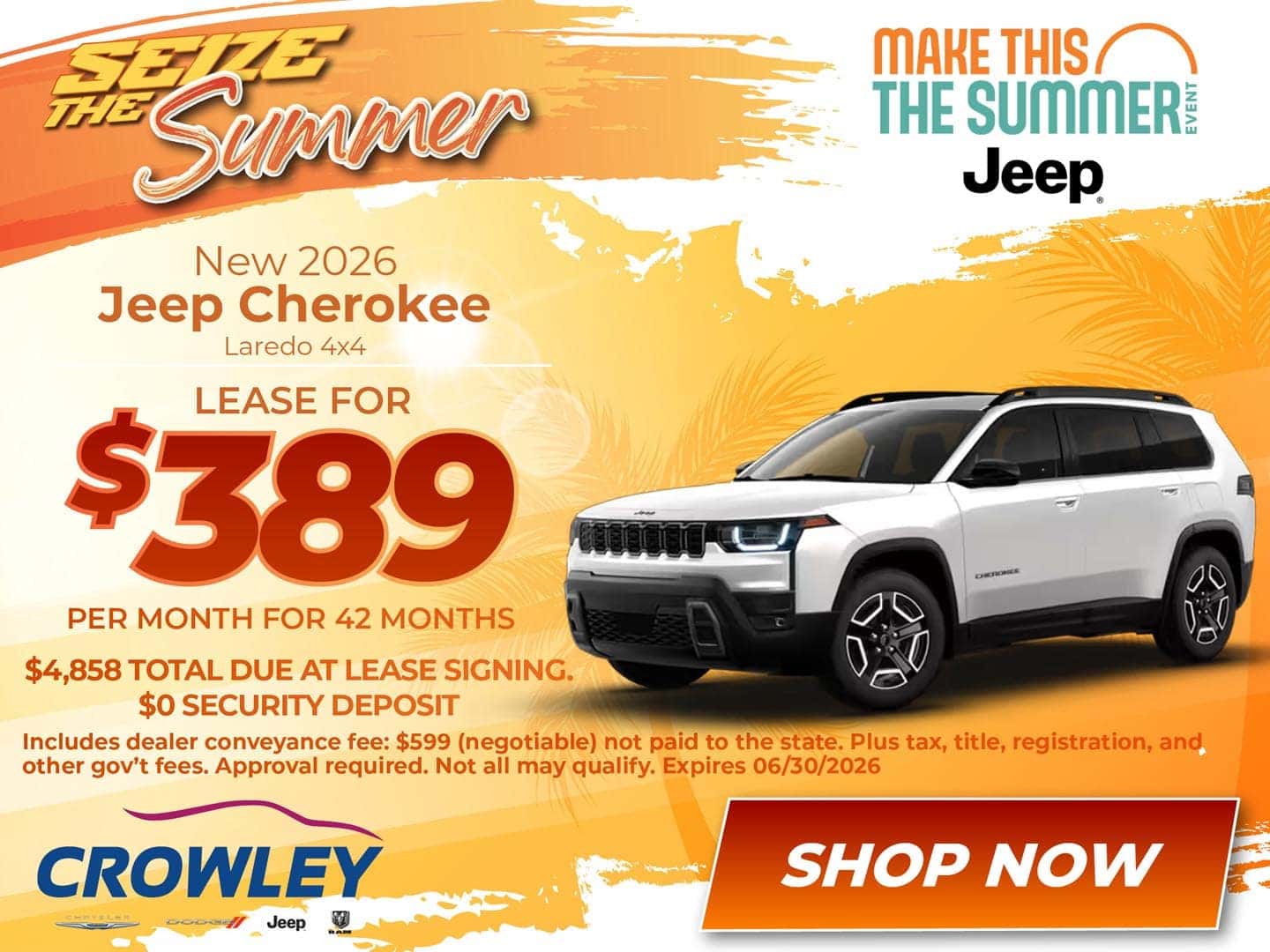 Lease 2026 Jeep Cherokee - $389/month
