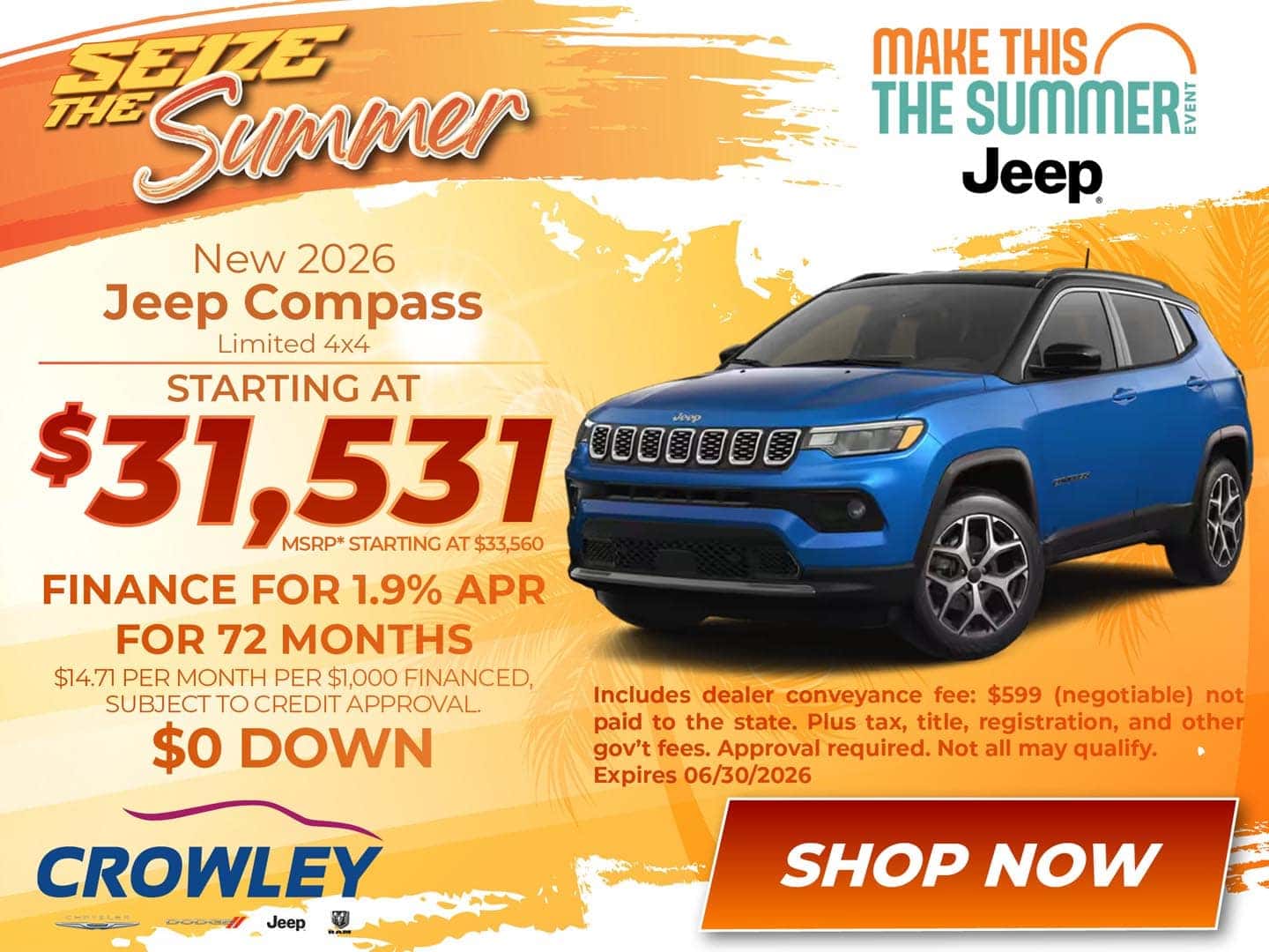 Lease 2026 Jeep Compass - 1.9% APR