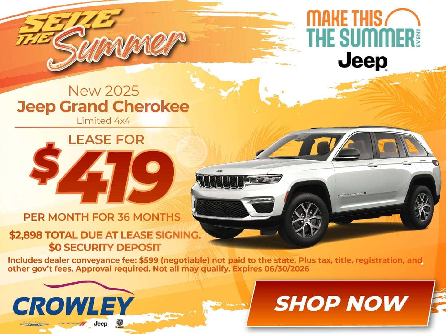 2025 Jeep Grand Cherokee Laredo 4x4 - Lease for $419/month
