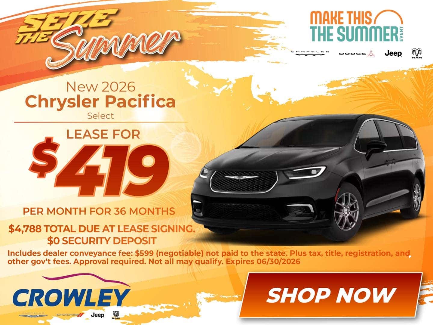 2026 Chrysler Pacifica - Lease for $419/month