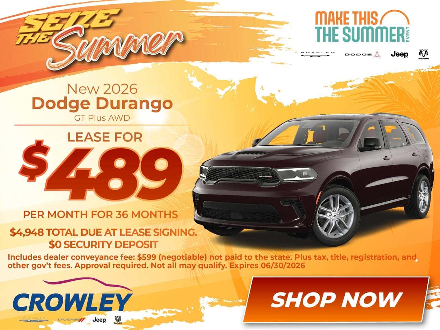 2026 Dodge Durango - Lease for $489/month