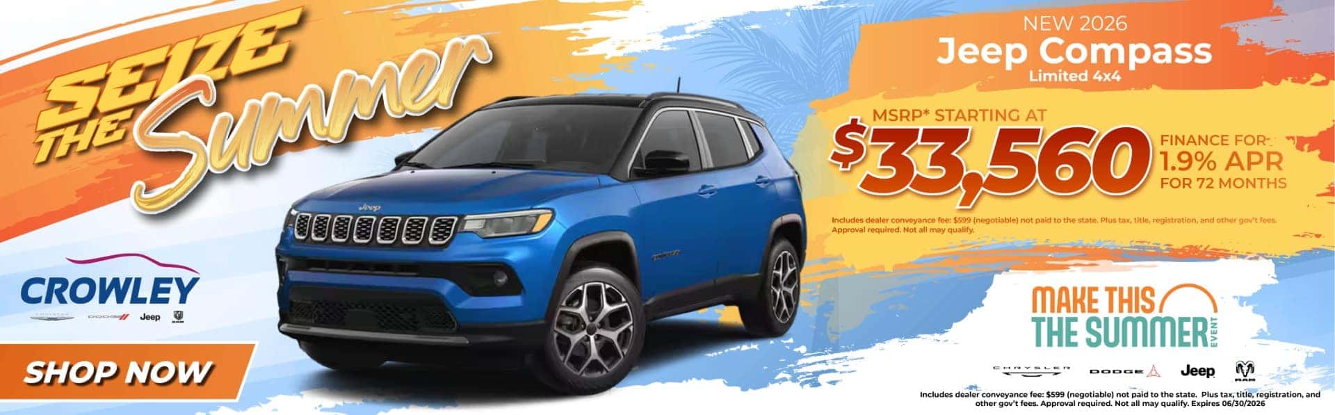 Seize the Summer Crowley CDJR New 2026 Jeep Compass Limted 4X4