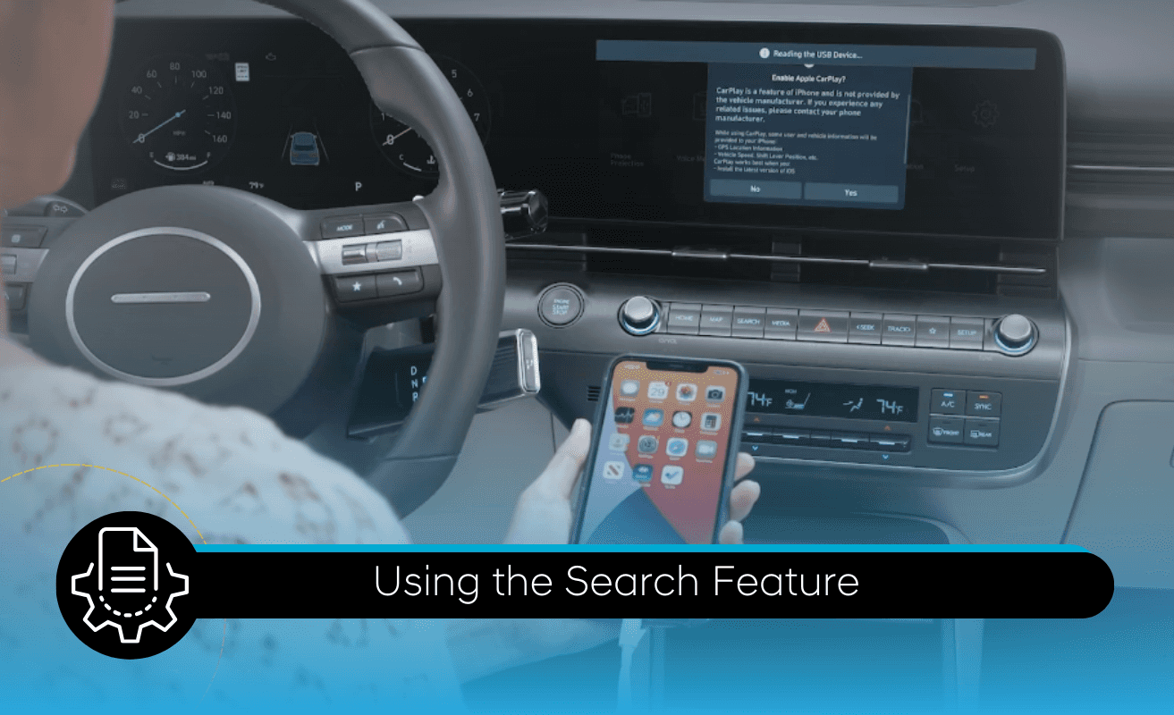 Using the search feature on a cellphone in a Hyundai vehicle