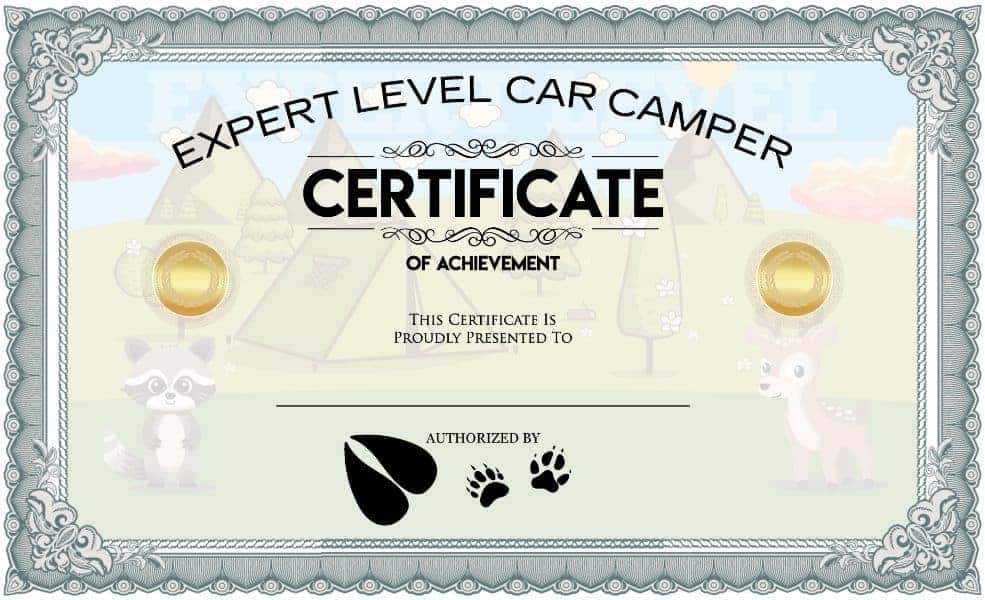 expert level car camper certificate