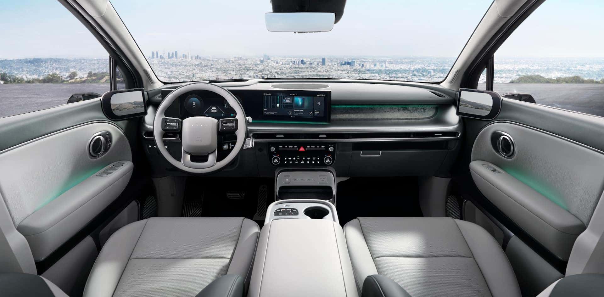 Grey front seating and interior of a 2026 IONIQ 9