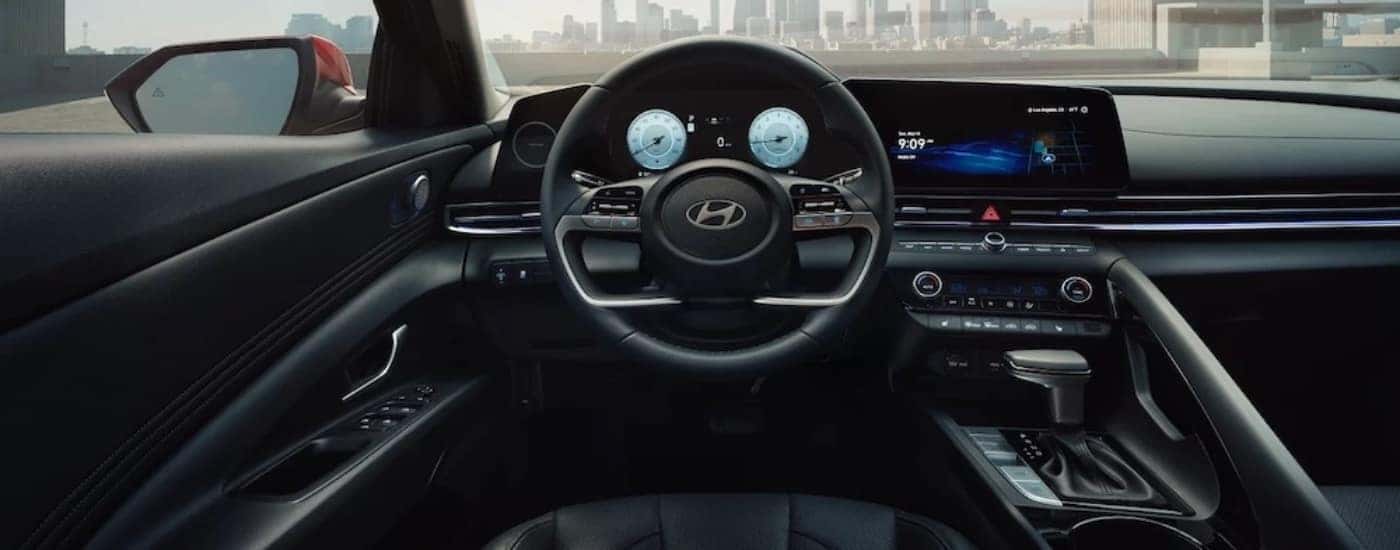 The interior of a 2025 Hyundai Elantra for sale is shown.