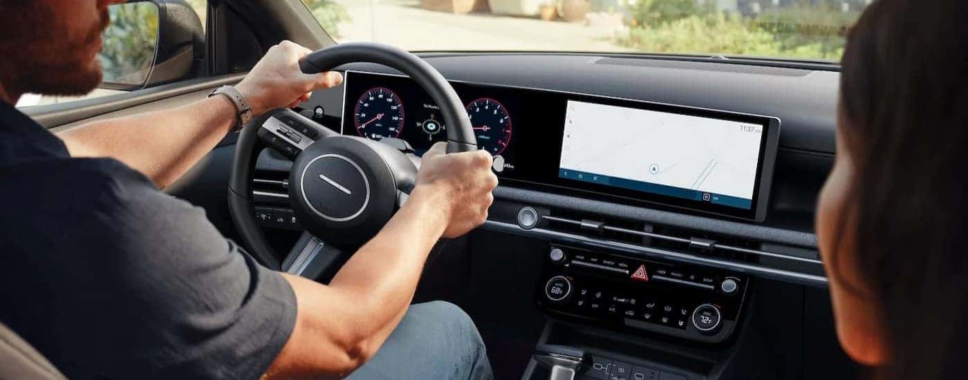 The black dash in a 2025 Hyundai Santa Cruz.