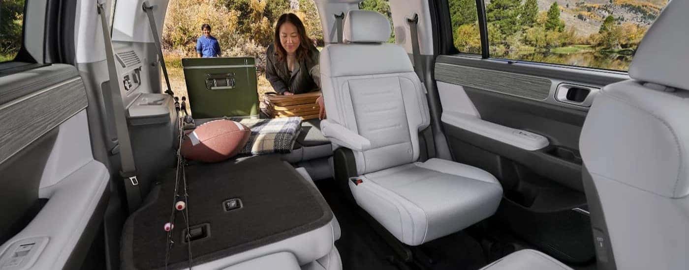 The rear white interior in a 2026 Hyundai Santa Fe.