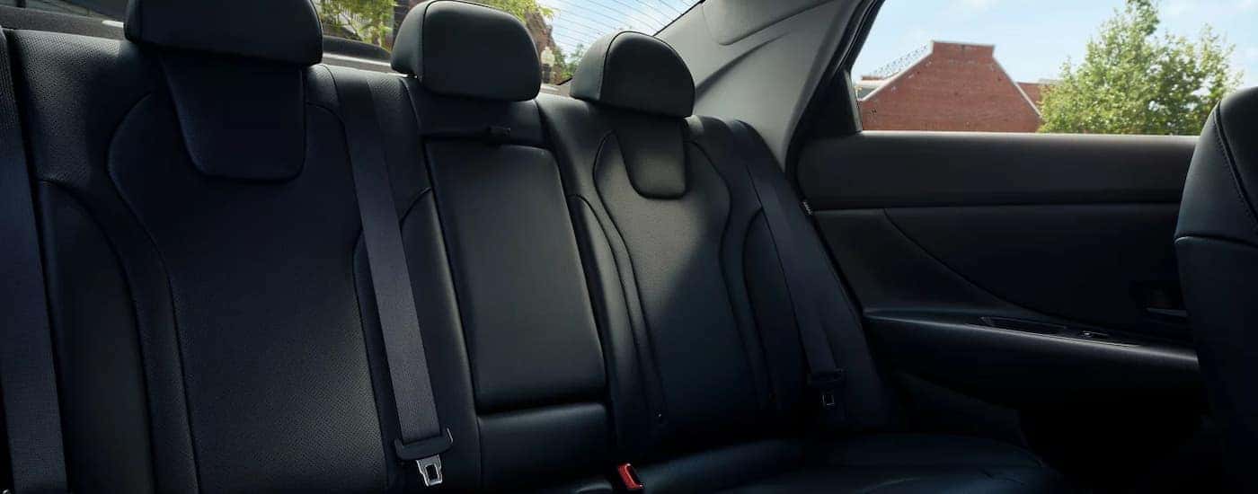 Black leather rear seating inside a 2025 Hyundai Elantra for sale near Trussville