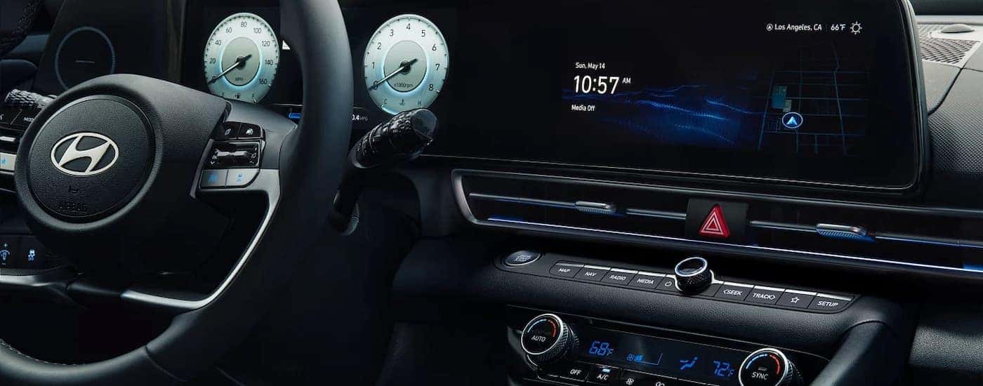 Infotainment and digital gauge cluster on a 2025 Hyundai Elantra for sale in Montgomery