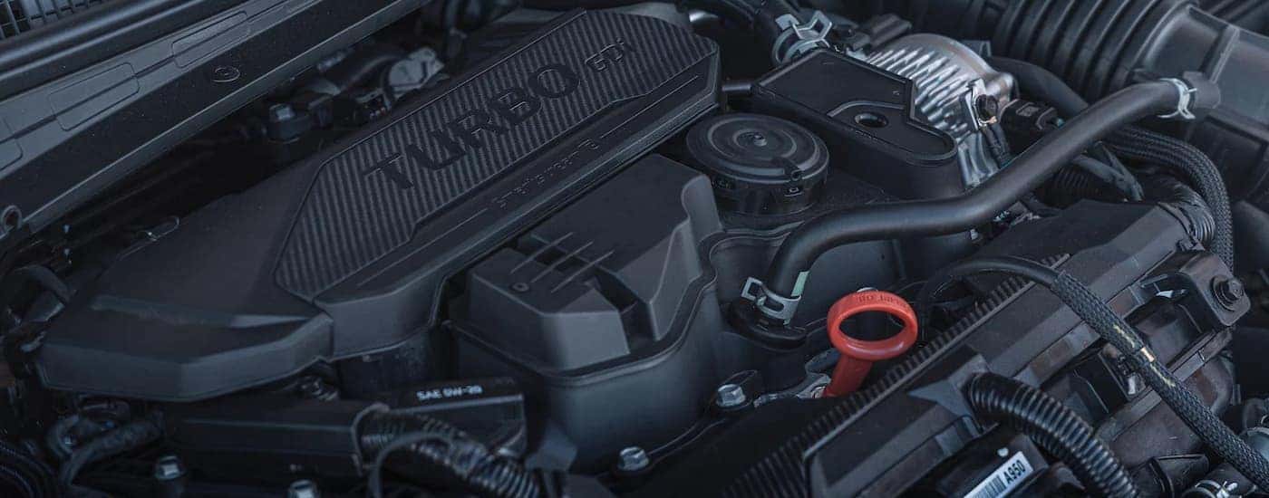 Close-up of the turbo engine on a 2025 Hyundai Elantra for sale near Huntsville