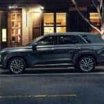 Side profile of a grey 2020 Hyundai Palisade going to look at used Hyundai Palisades for sale