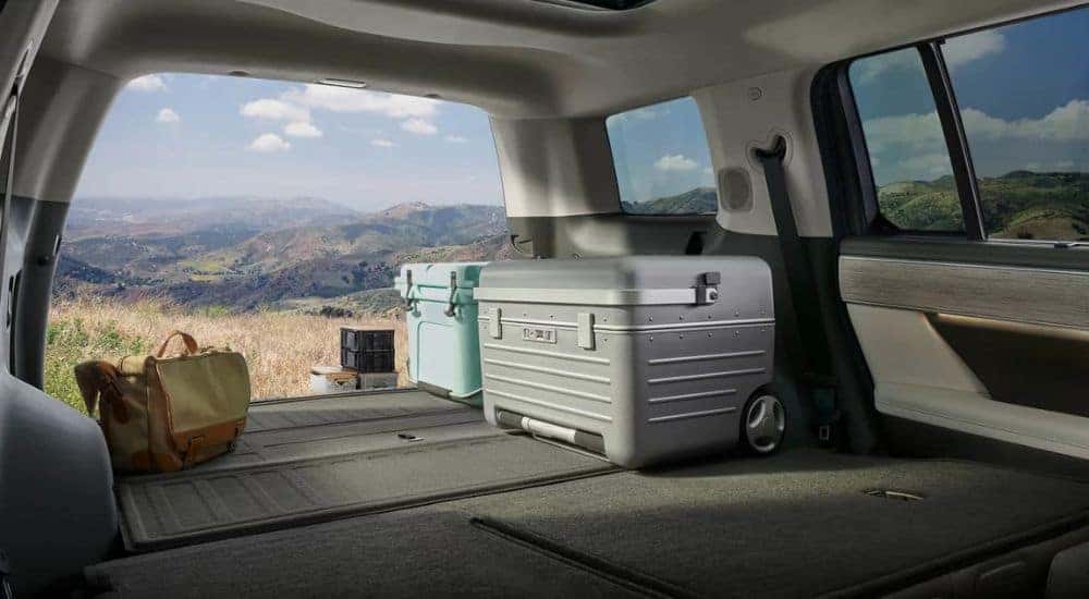 Cargo area in a 2024 Hyundai Santa Fe for sale.