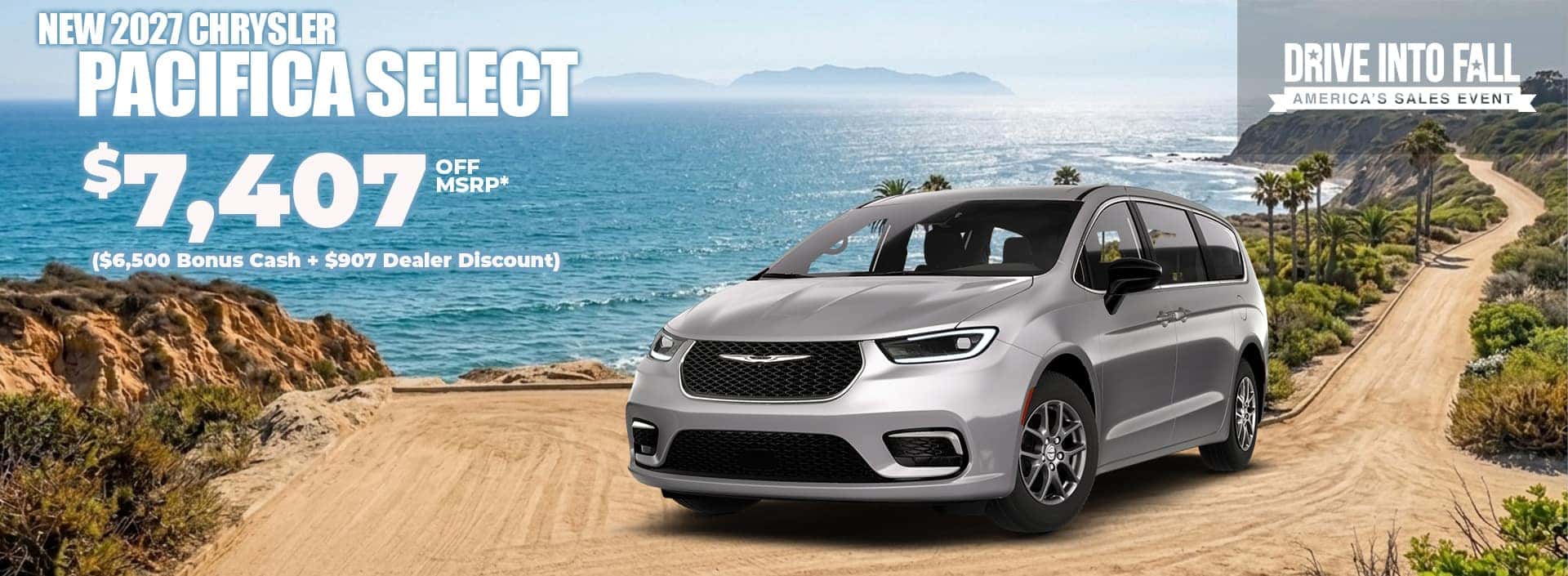 New 2026 Chrysler PACIFICA SELECT $7,407 OFF MSRP ($6,500 Bonus Cash + $907 Dealer Discount)