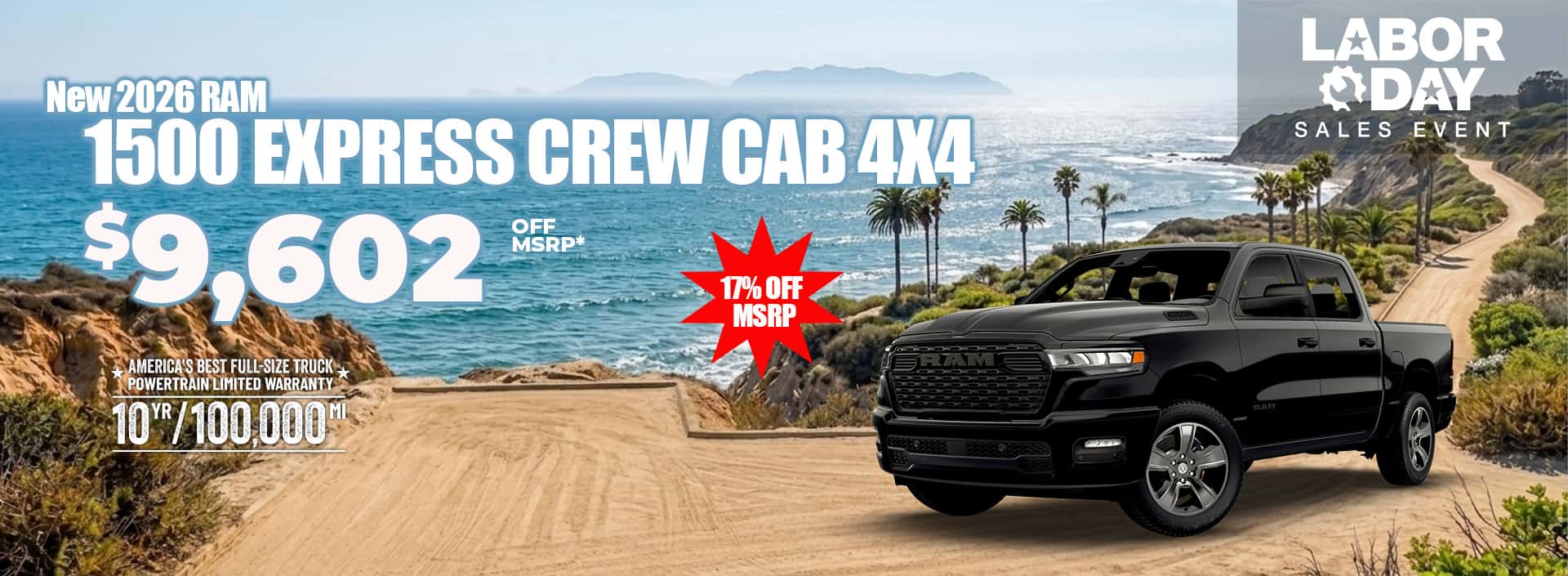 New 2026 RAM 1500 EXPRESS CREW CAB 4X4 $9,602 OFF MSRP*