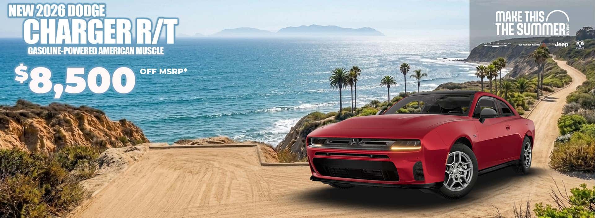New 2026 Dodge Charger R/T Gasoline-Powered American Muscle $8,500 OFF MSRP*