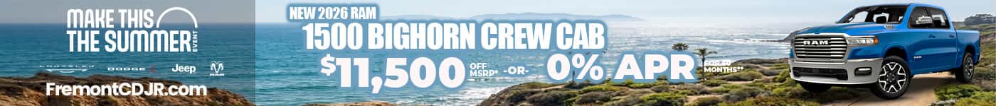 New 2026 RAM 1500 Big Horn Crew Cab 4X4 $11,500 OFF MSRP* OR 0% APR FOR 60 MONTHS**