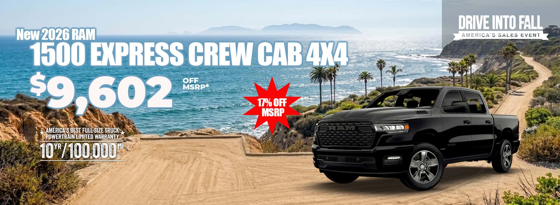 New 2026 RAM 1500 EXPRESS CREW CAB 4X4 $9,602 OFF MSRP*
