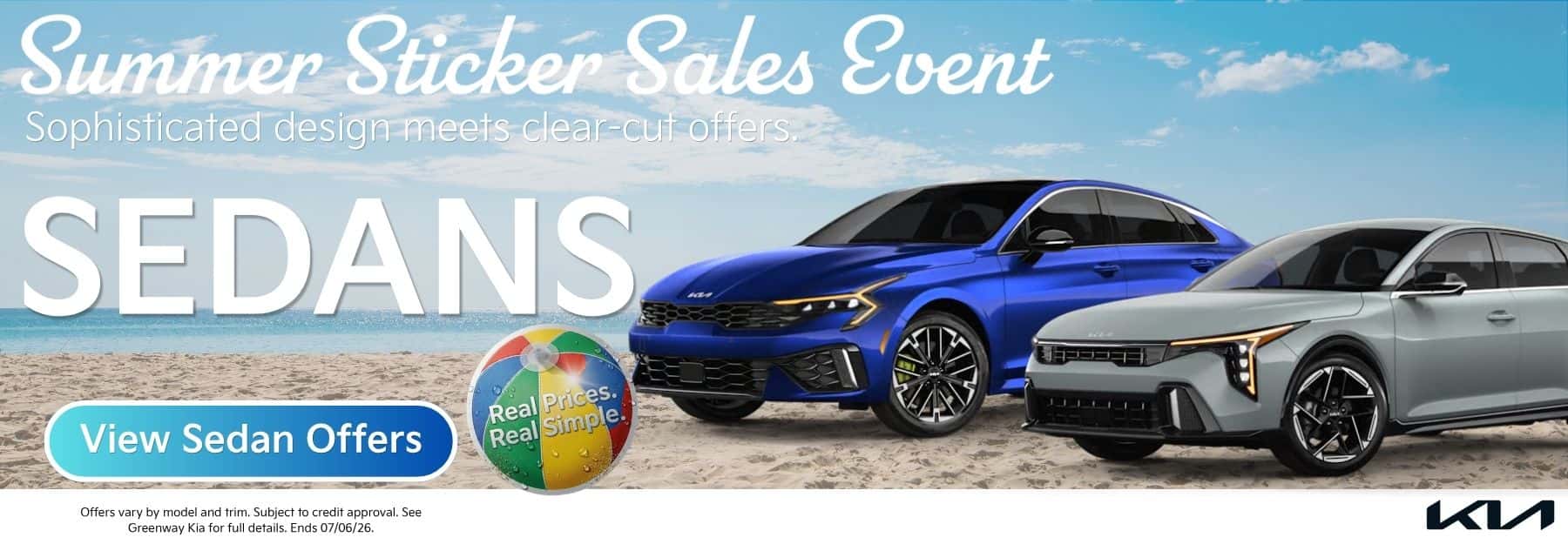 June New Kia Sedans Special Offers during the Summer Sticker Sales Event at Greenway Kia.