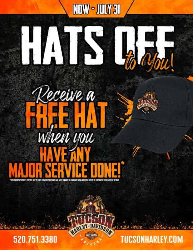 Hats off to you receive a free hat with service