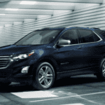 2020 chevy equinox blue exterior parked in underground lot