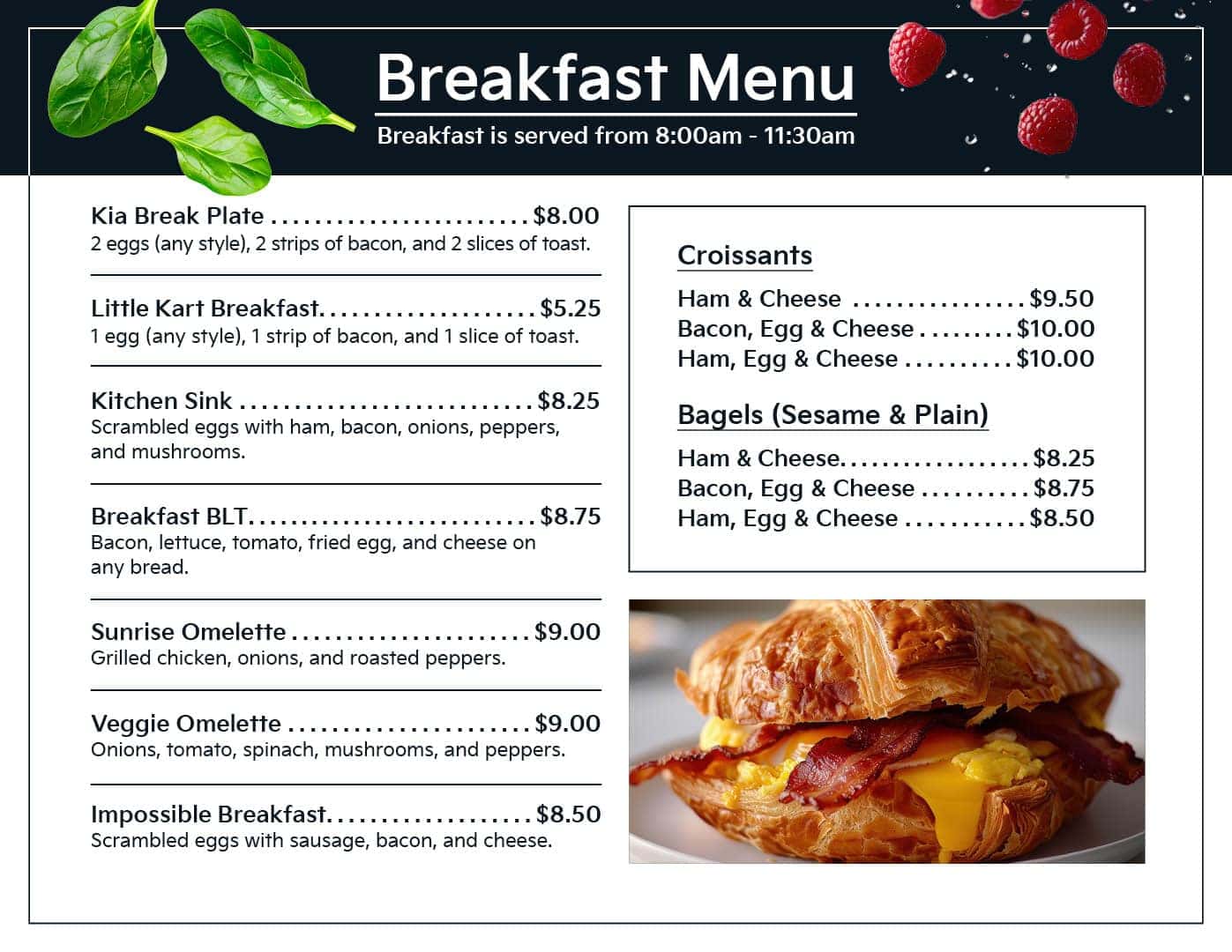 Breakfast Menu