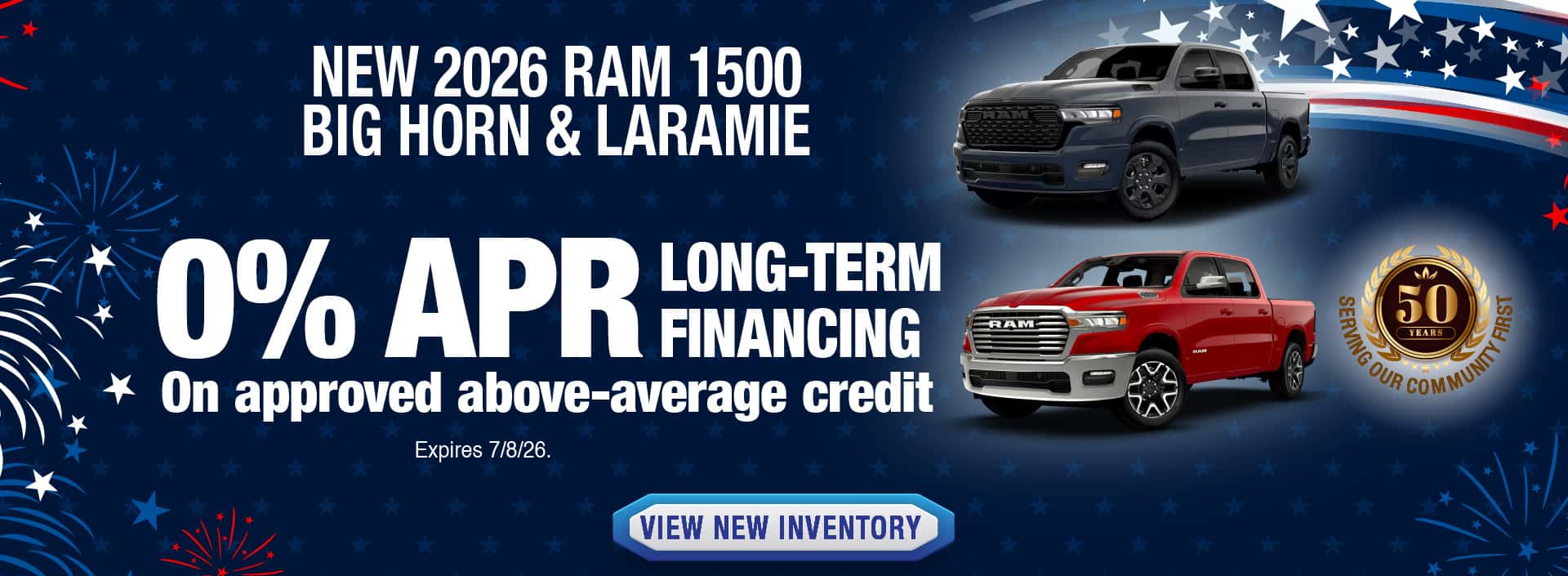 Get 0% APR Long-term financing On approved above-average credit on Stellantis select models. Expires 7/8/26.