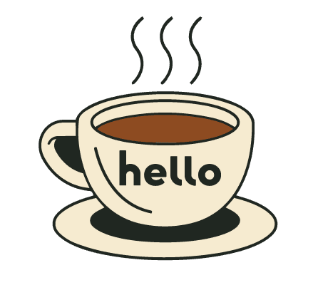 Steaming hello coffee cup