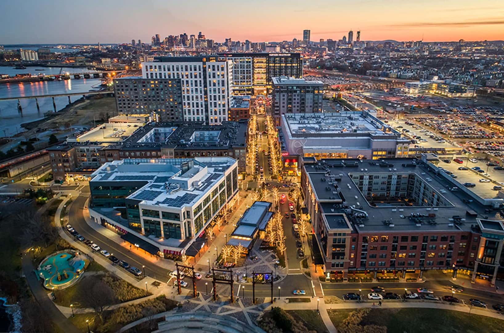 Arial shot of Assembly Row Shopping Area in Somerville, MA | Photo courtesy: Boston Magazine 