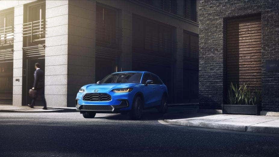 Blue 2026 Honda HR-V Parked in front of building