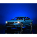 Side profile image of a blue 2026 Honda Civic Hybrid