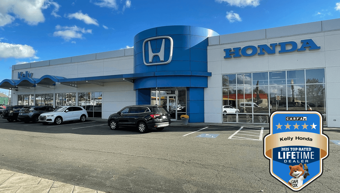 Kelly Honda exterior with CARFAX Top-Rated logo