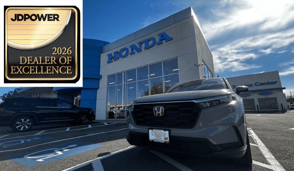 J.D. Power Logo on top left corner of Kelly Honda dealership