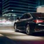 Black 2020 Lexus ES Hybrid on City Street