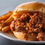 Sloppy Joe on a plate with fries
