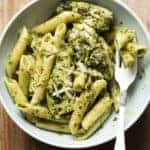 Green pesto chicken pasta with parmesan