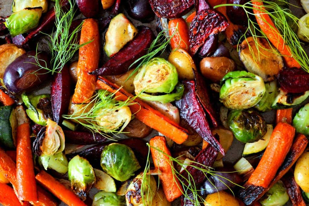assorted roasted fall vegetables