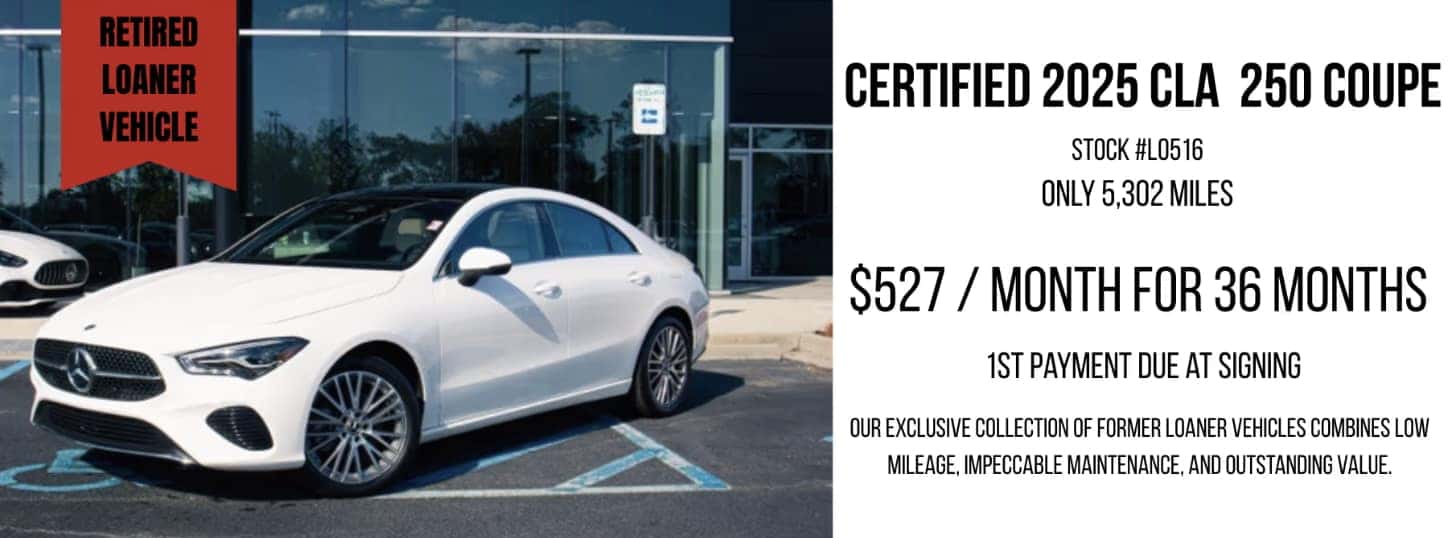 Alt text: 2025 Mercedes-Benz CLA Black Friday special in Covington, LA