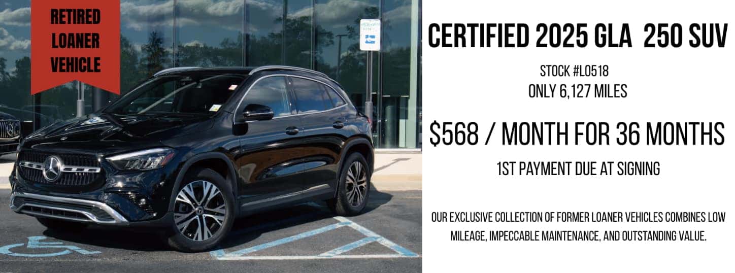 Alt text: 2025 Mercedes-Benz GLA Black Friday special in Covington, LA