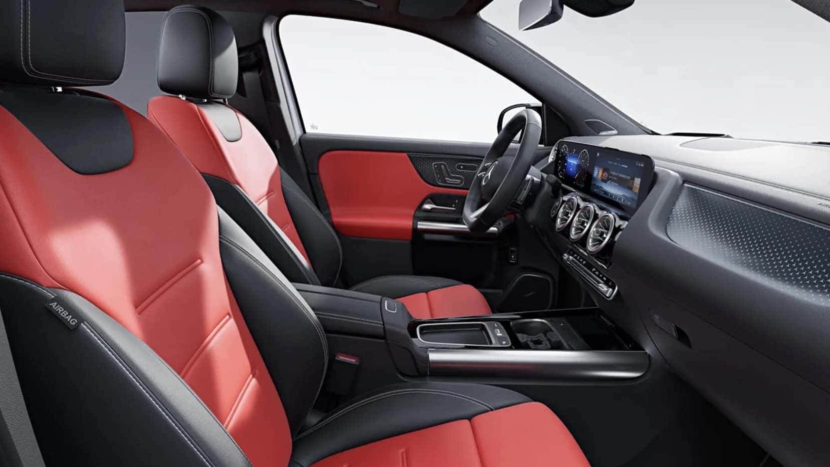 Red leather interior of 2026 Mercedes-Benz GLA near New Orleans, LA