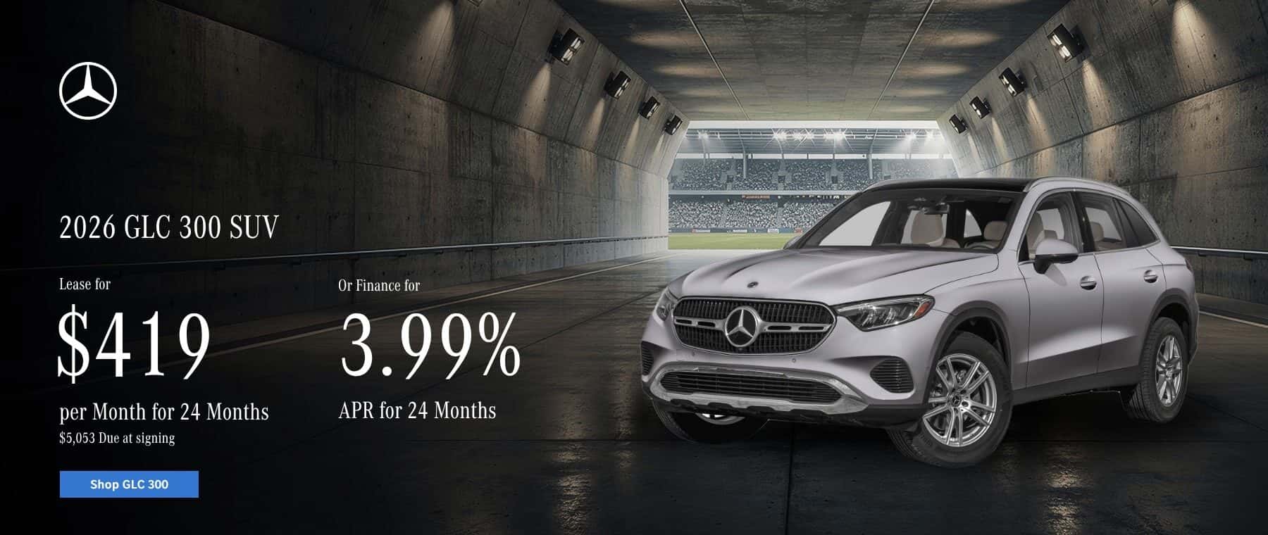 Lease for $419 per month, $5,053 due at signing OR 3.99% APR 24 months