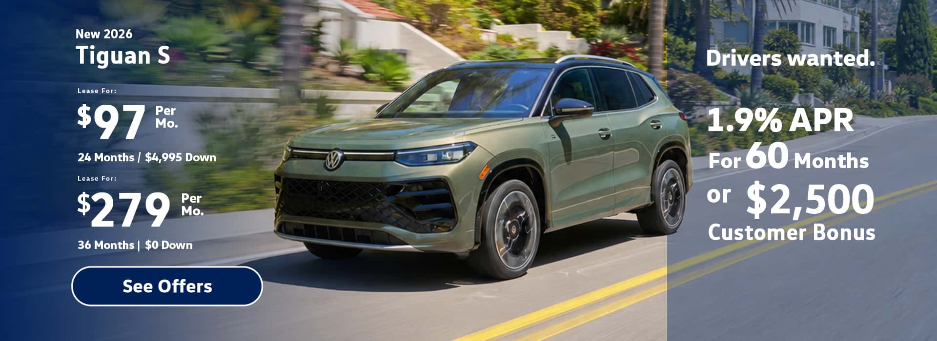 New Volkswagen Tiguan S Lease Special