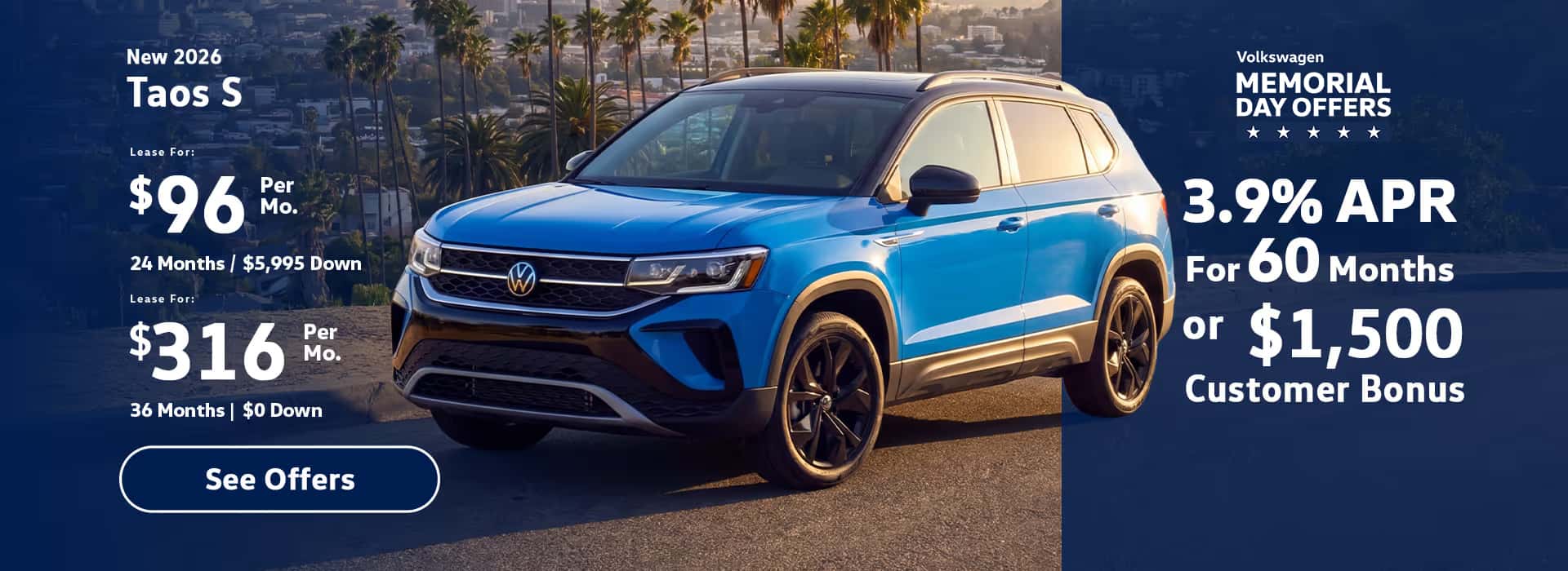 New VW Taos Memorial Day Offers