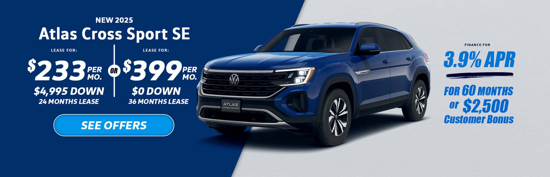 New VW Atlas Cross Sport SE Lease Special