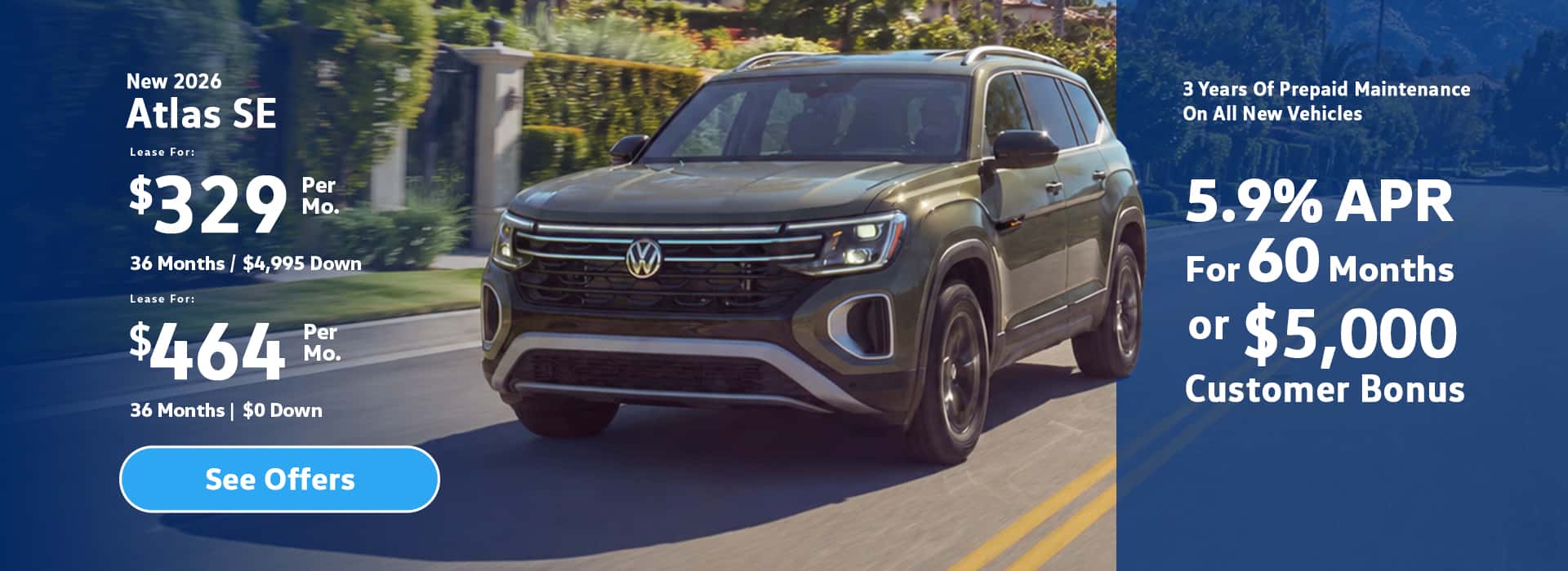 New VW Atlas SE Lease Special In Los Angeles