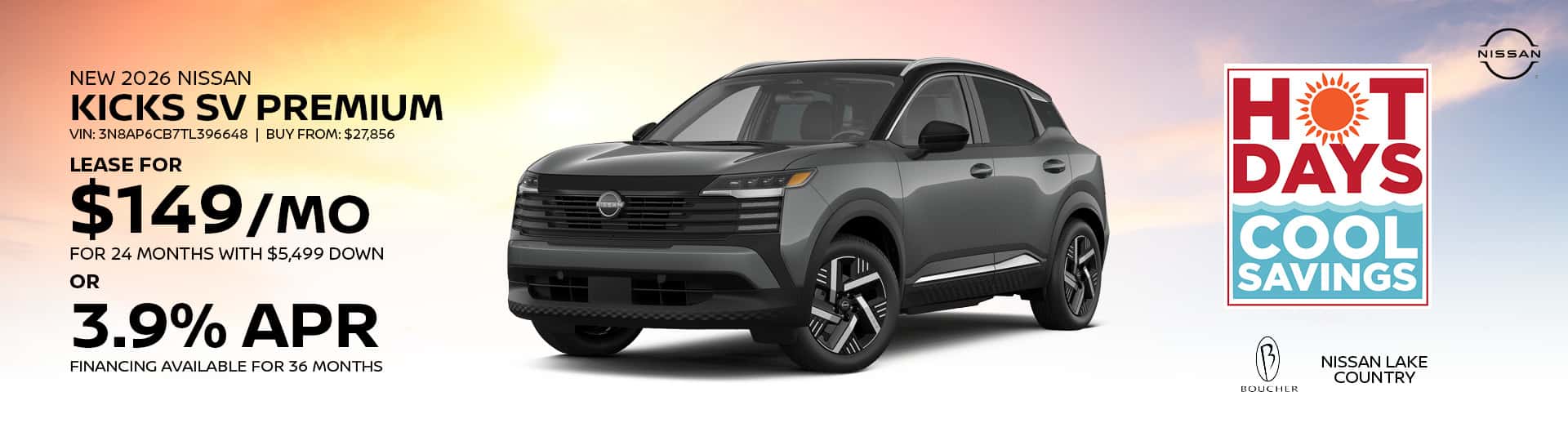 Save on a New 2026 Nissan Kicks SV Premium in Oconomowoc, WI